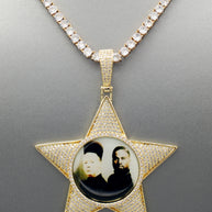 14k Gold or White Gold plated Star Custom 3D Photo Picture Charm Pendant 2.6 inch (65mm)