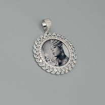 14k Gold or White Gold plated Round Wreath Custom 3D Photo Picture Charm Pendant 1.9 inch (47mm)