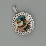 14k Gold or White Gold plated Round Zig bezel Custom 3D Photo Picture Charm Pendant 1.8 inch (46mm)