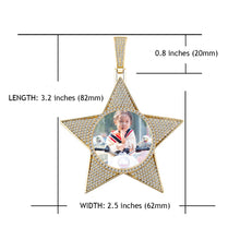 Load image into Gallery viewer, 14k Gold or White Gold plated Star Custom 3D Photo Picture Charm Pendant 2.6 inch (65mm)
